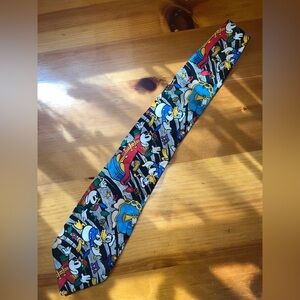 Novelty Cartoon Character Tie in Black and Multicolor
